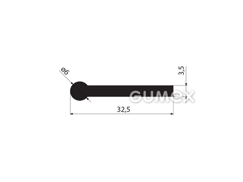 Profil gumový tvaru "I", 32,5x6/3,5mm, 60°ShA, EPDM, -40°C/+100°C, čierny